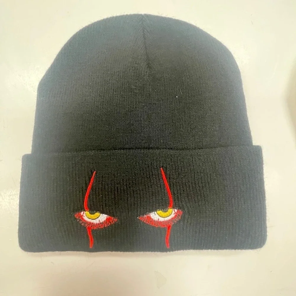 2 Scary Clown IT Hats Beanies Black White Soft & Warm Multicolor One‎ Size